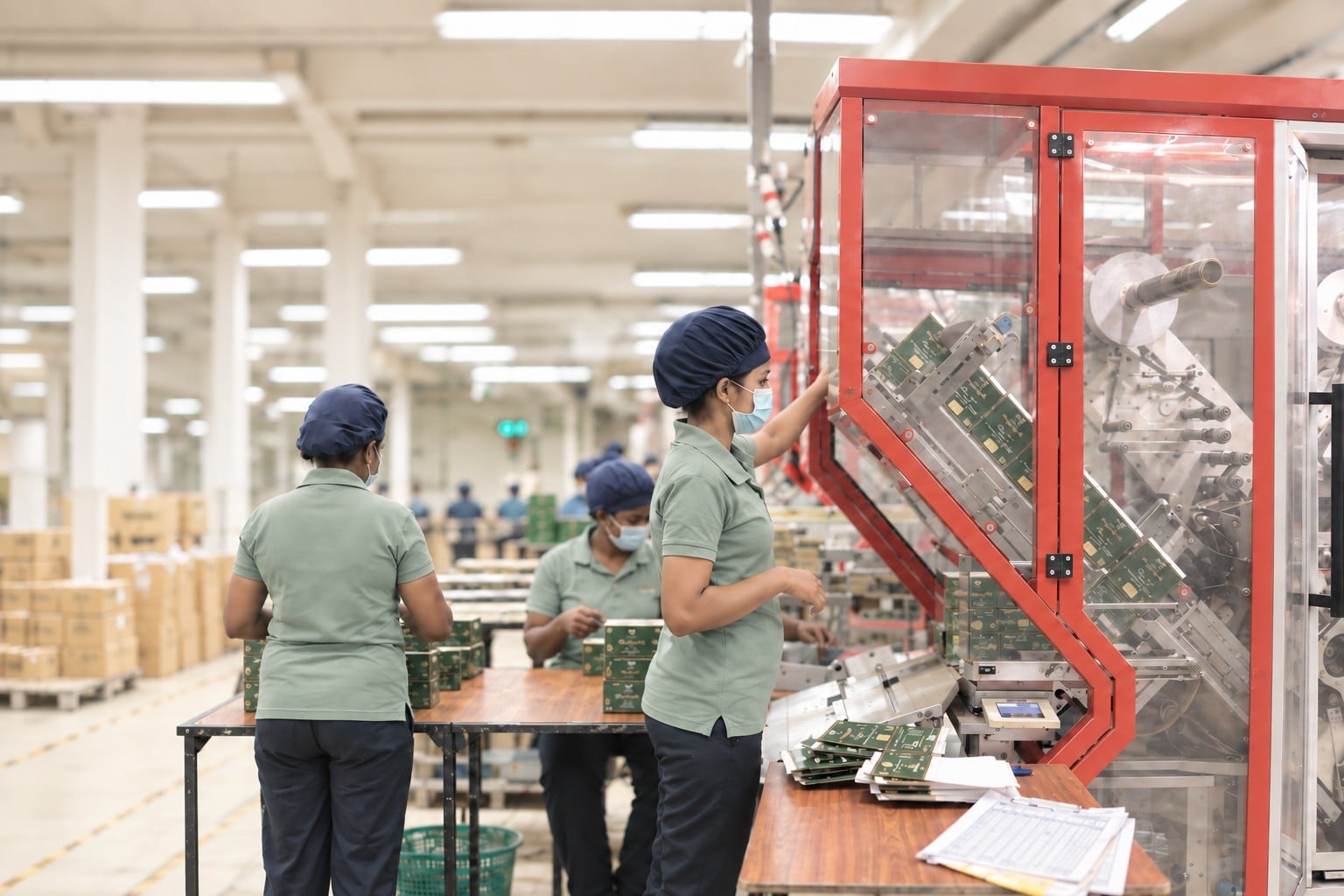 紅茶製品のパッキング工場