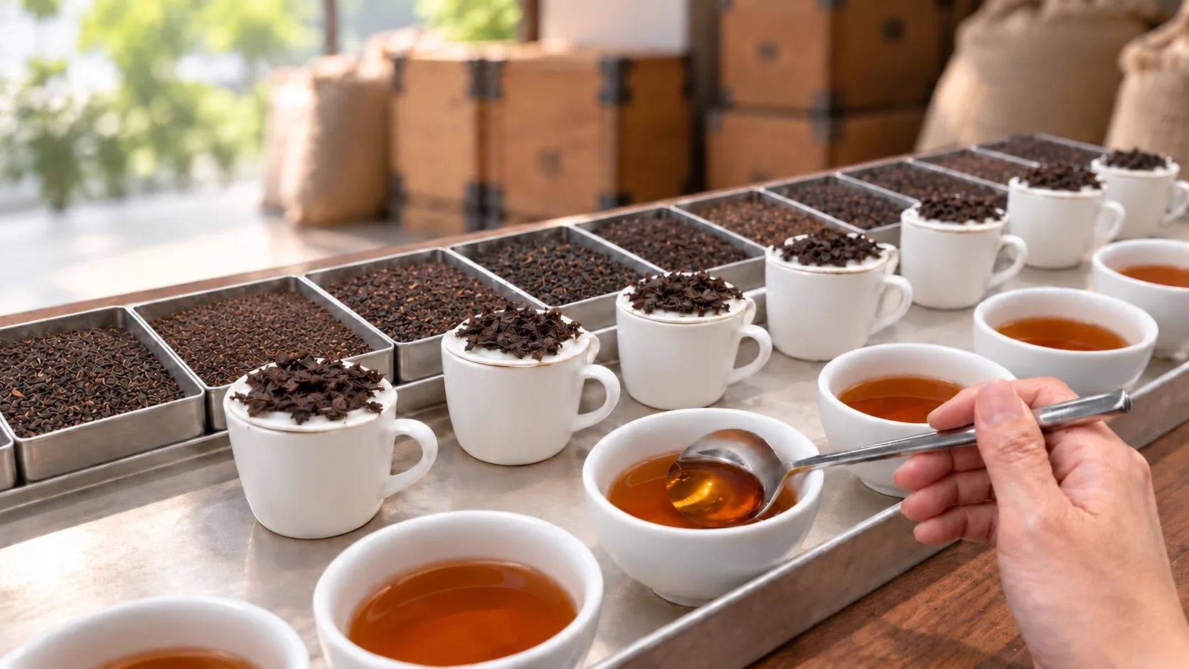 紅茶の品質を確かめるテイスティング
